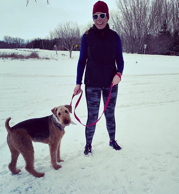 Picture of a woman and a dog